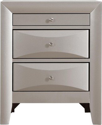 Passion Furniture Marilla 3-Drawer Silver Champagne Nightstand (28 in. H x 17 in. W x 23 in. D)