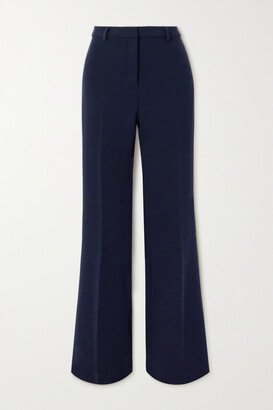 Wool-blend Crepe Wide-leg Pants - Blue