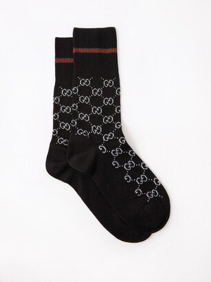 GG-jacquard Web-striped Cotton-blend Socks