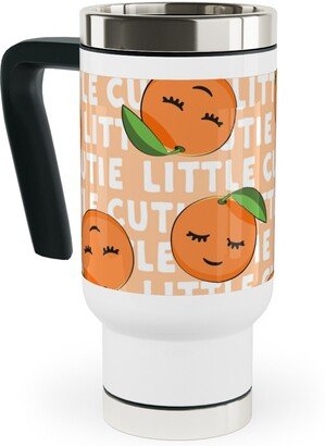 Travel Mugs: Little Cutie - Happy Oranges - Orange Travel Mug With Handle, 17Oz, Orange