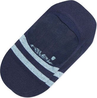 Navy Blue Striped No Show Socks s