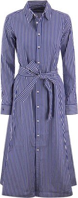 Striped Belted Buttoned Shirt Dress