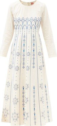 Tracey Palazzina Embroidered Cotton Midi Dress