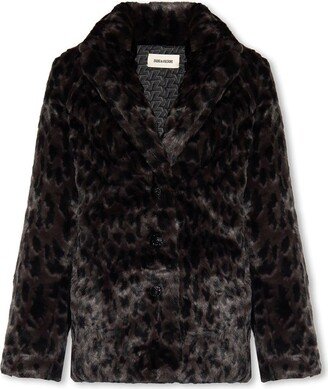 Faux-Fur Long-Sleeved Coat-AB