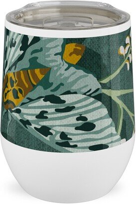 Travel Mugs: Gathering Moths - Green Stainless Steel Travel Tumbler, 12Oz, Green