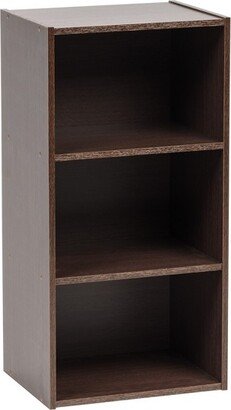 USA 3-Tier Wood Bookshelf, Cube Organizer Storage, Brown Oak