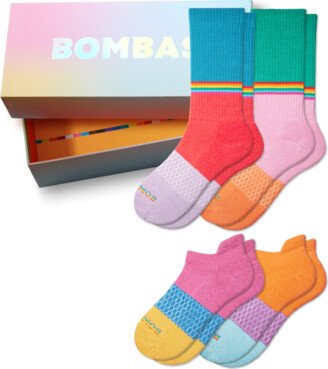 Pride Calf & Ankle Sock 4-Pack Gift Box - Rainbow Mix - Medium - Unisex - Cotton