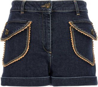 High-Waist Denim Shorts-AD