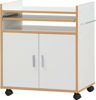 Tangkula Portable Rolling Kitchen Island on Wheels Storage Cart W/ Removable Shelf White