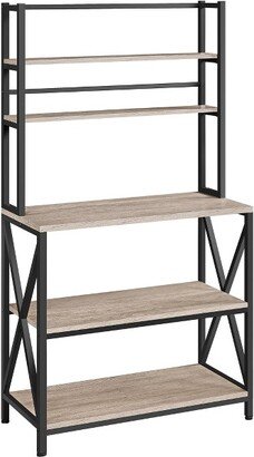 5-Tier Kitchen Baker's Rack Utility Storage Shelf With 5 Shelves & Adjustable Feet - Gray