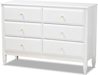 6 Drawer Naomi Wood Bedroom Dresser White/Gold