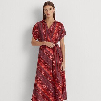 Ralph Lauren Geo-Stripe Belted Crepe Dress