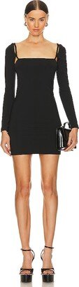 Long Sleeve Mini Dress With Logo And Elastic Straps