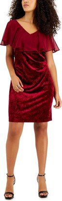 Petites Womens Velvet Mini Cocktail and Party Dress