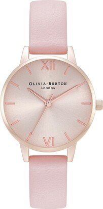 Women's Classics Pink Leather Strap Watch 30mm