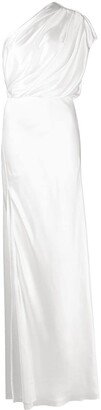 Silk One-Shoulder Gathered Gown