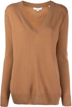 ribbed-knit V-neck sweater-AA