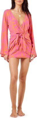 Kristy Long Sleeve Faux-Wrap Cover-Up Dress