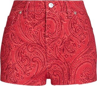 Paisley print denim shorts-AA
