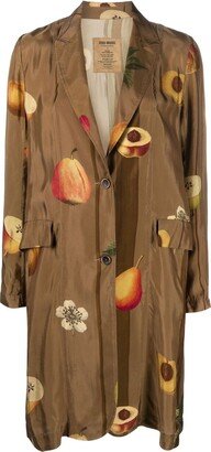 Fruit-Print Single-Breasted Coat