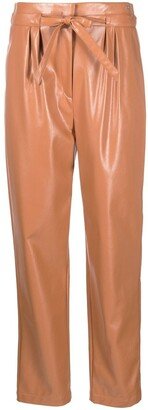 High-Waist Faux-Leather Trousers-AB