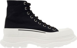 Black 'tread Slick' High-top Sneakers In Cotton