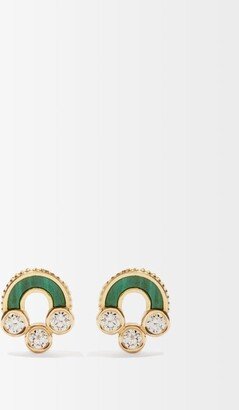 Magnetic Diamond, Malachite & 18kt Gold Earrings