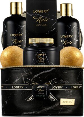 Lovery Deluxe Noir Bath And Body Kit With 24 Karate Gold Bath Bombs - Relaxing Spa Bag