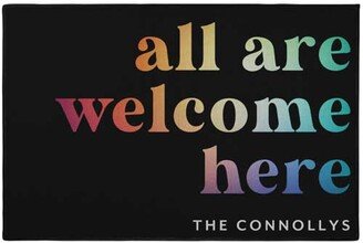 Door Mats: All Are Welcome Door Mat, Black