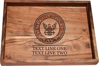 U.s. Navy Emblem Bar Tray - Maritime Sailor Decanter Gift Naval Home Accents Decor Accessories