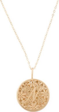 TJMAXX 14K Gold Floral Embroidery Initial Necklace For Women