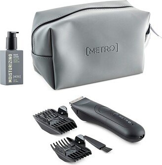 MetroMan 6-Piece Shave Lotion & Rechargeable USB Waterproof Trimmer Travel Set