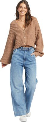 Juniors' Sundaze Cropped Drop-Shoulder Cardigan