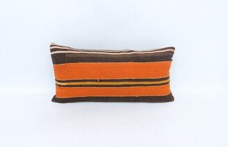 Kilim Pillow Covers, Antique Pillows, Orange Pillow, Striped Cushion, Throw Cover, Soft Cushion Case, 5721