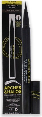 Fine Bristle Tip Pen - Dark Brown by Arches and Halos for Women - 0.02 oz Eyebrow Pen