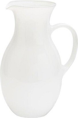 White Glass Pitcher, 8.5H