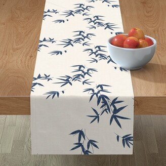 Table Runners: Bamboo Leaves - Denim Blue Table Runner, 72X16, Blue