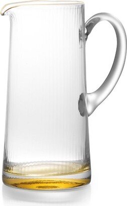 Pitcher with Gold Dipped Bottom and Gold Rim, 9.75H