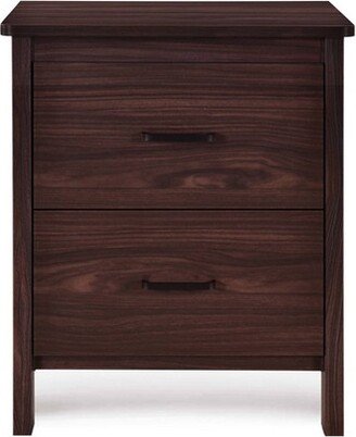 Olimont Contemporary 2 Drawer Nightstand Walnut