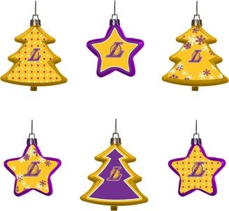 Foco Los Angeles Lakers Six-Pack Shatterproof Tree And Star Ornament Set