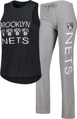 Women's Concepts Sport Gray, Black Brooklyn Nets Team Tank Top and Pants Sleep Set - Gray, Black