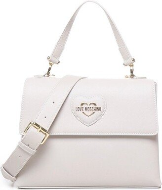 Heart-Patch Logo-Lettering Top Handle Bag