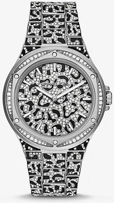 Oversized Lennox Animal Pavé Silver-Tone Watch