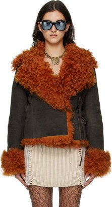 Brown Cropped Shearling Jacket