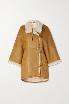 Shearling-lined Leather Coat - Brown