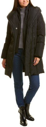 Kay Leather-Trim Down Coat