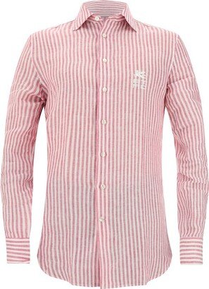 Logo Embroidered Stripe Detailed Shirt