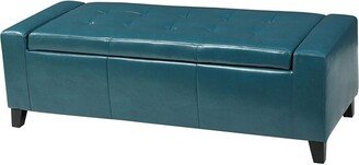 Guernsey Faux Leather Storage Ottoman Bench Teal