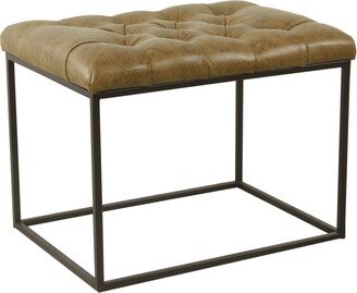 Small Decorative Ottoman - Distressed Brown Faux Leather