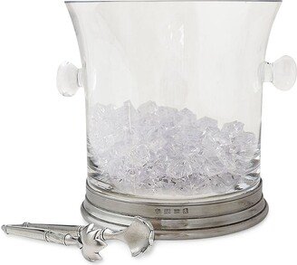 Crystal & Pewter Ice Bucket & Tongs Set